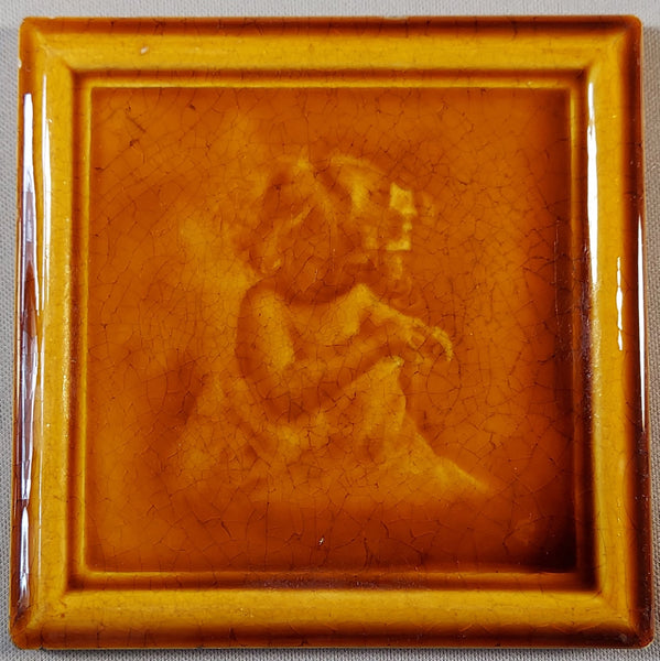 Antique Tile of a Young Girl BungalowBILL Antiques