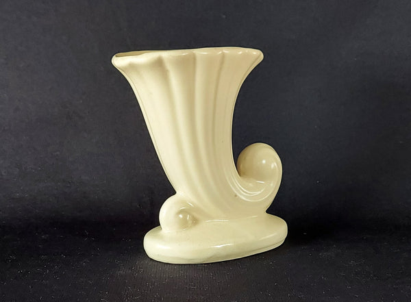 Shawnee Pottery White Cornucopia Vase BungalowBILL