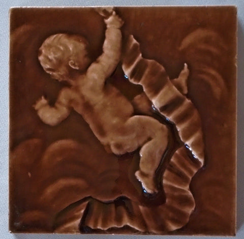 Trent Tile Putto on a Ribbon by Isaac Broome