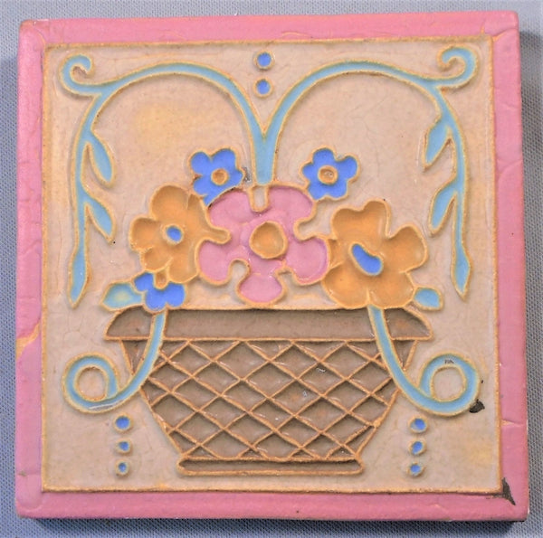 Wheatley Pottery Arts and Crafts Flower Basket Tile