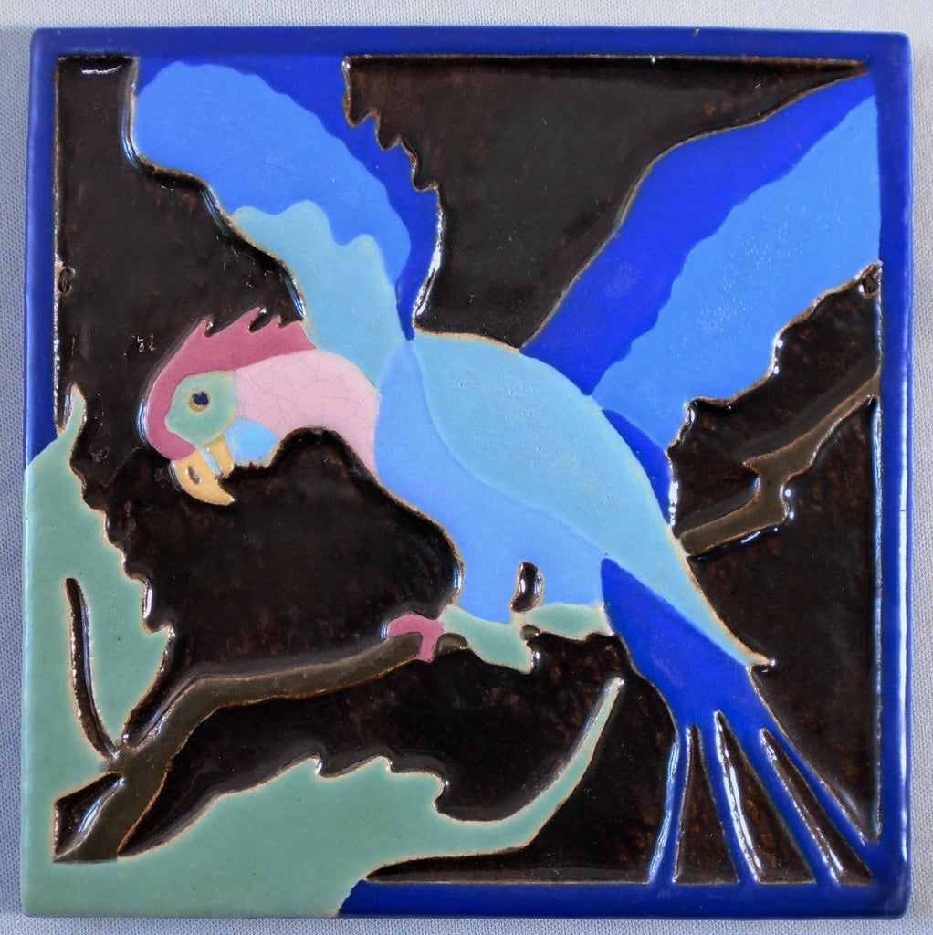 Art Deco Parrot Tile by Franklin Pottery Faience Bungalow Bill Antique