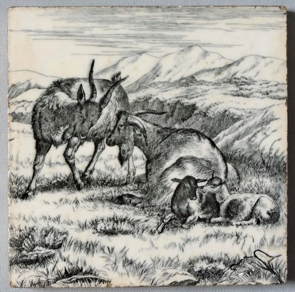 Minton Tile Animals of the Farm Series, Goat Bungalow Bill Antique