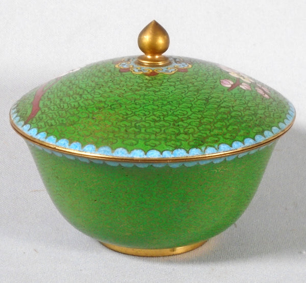 Green cloisonne covered bowl bungalow bill antiques