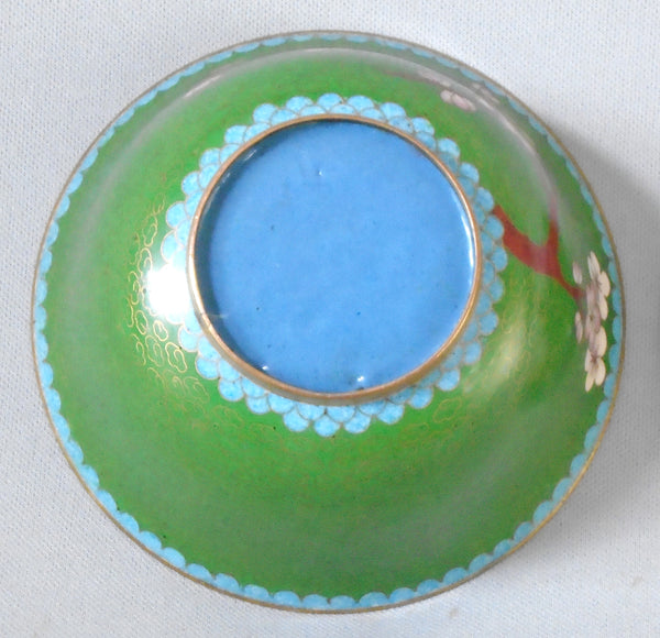 Green cloisonne covered bowl bungalow bill antiques