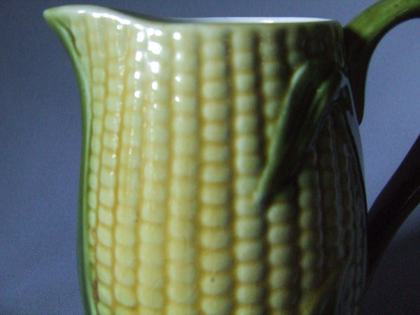 Vintage Majolica Corn Pitcher Bungalow Bill Antique